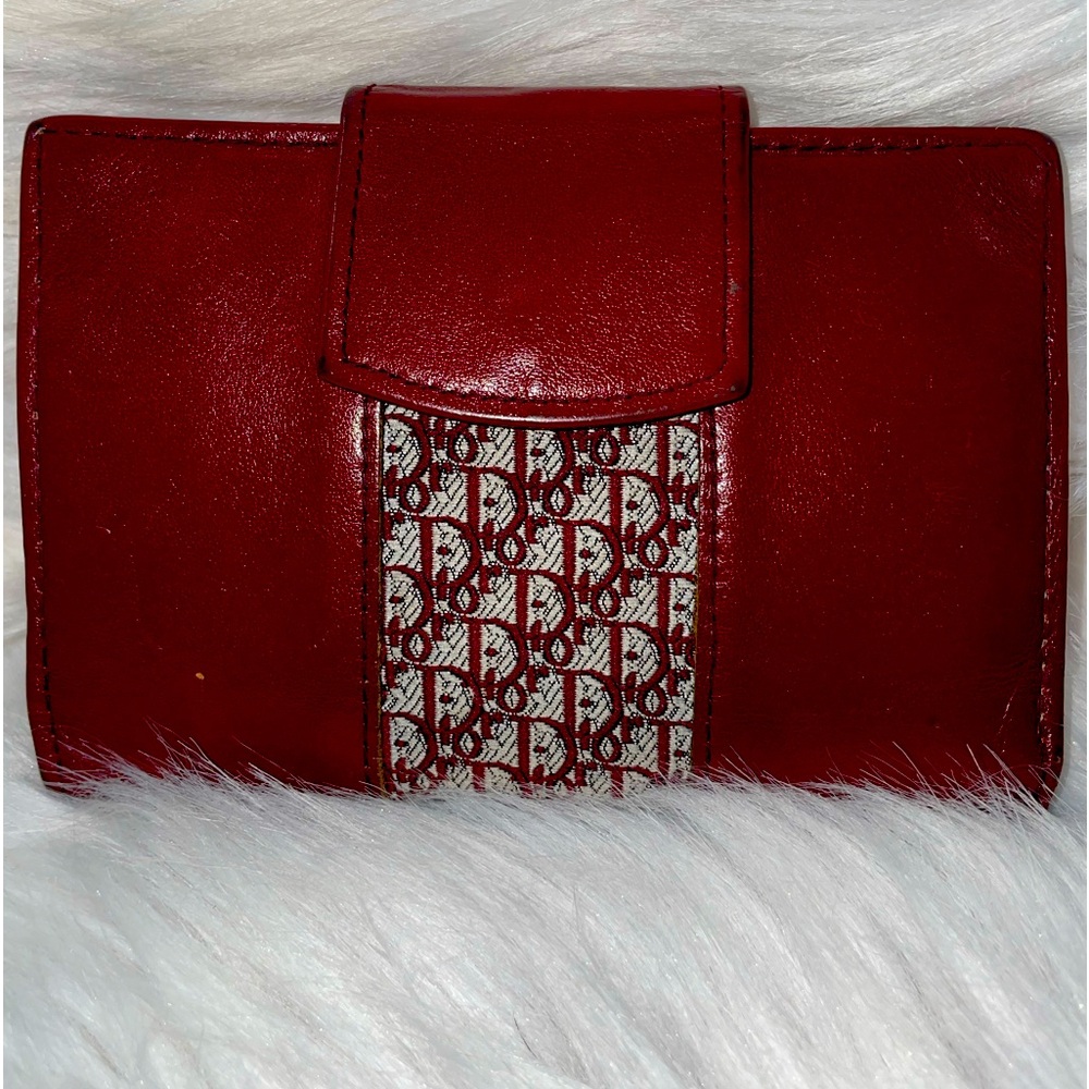 CHRISTIAN DIOR VINTAGE RED LEATHER WALLET